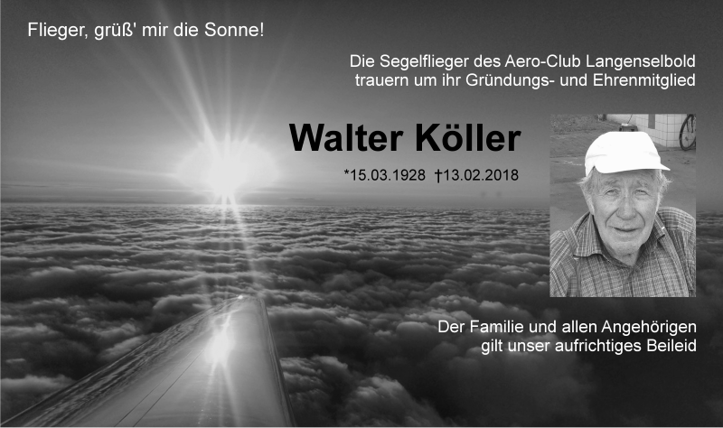 Ehrenmitglied Walter Köller gestorben